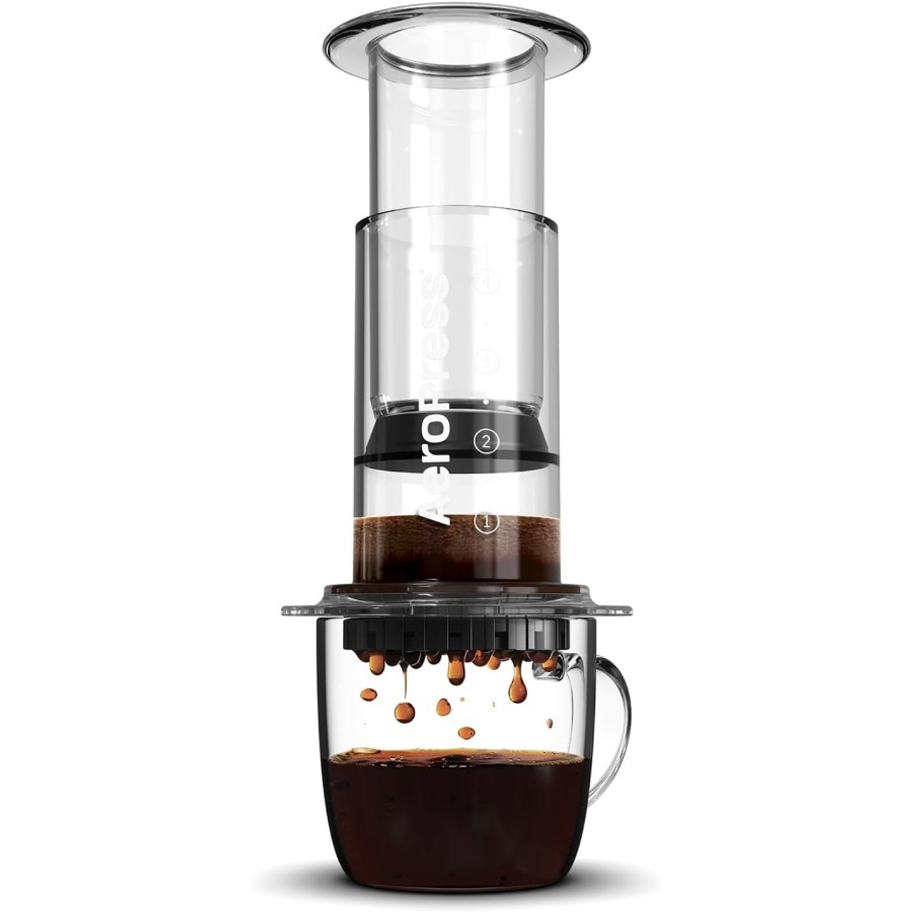 AeroPress coffee maker with brewing setup